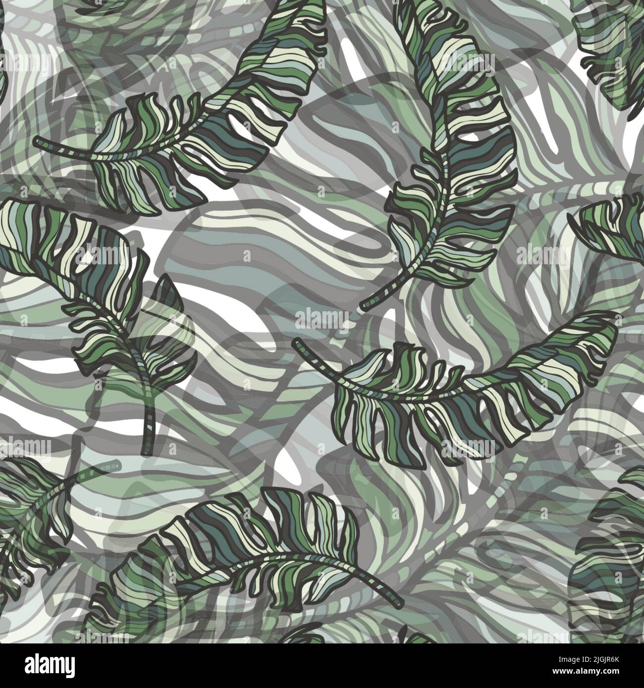 Tropical banana leaf seamless pattern. Jungle leaves background ...
