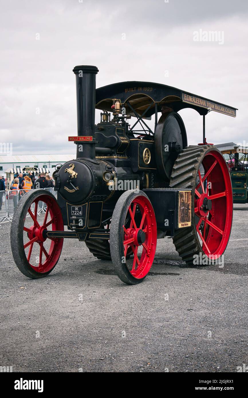 Galway, Ireland, July, 03. 2022. old, vintage historic steam engine at classic fest 2022, festival with old classic vintage cars and vehicles Stock Photo