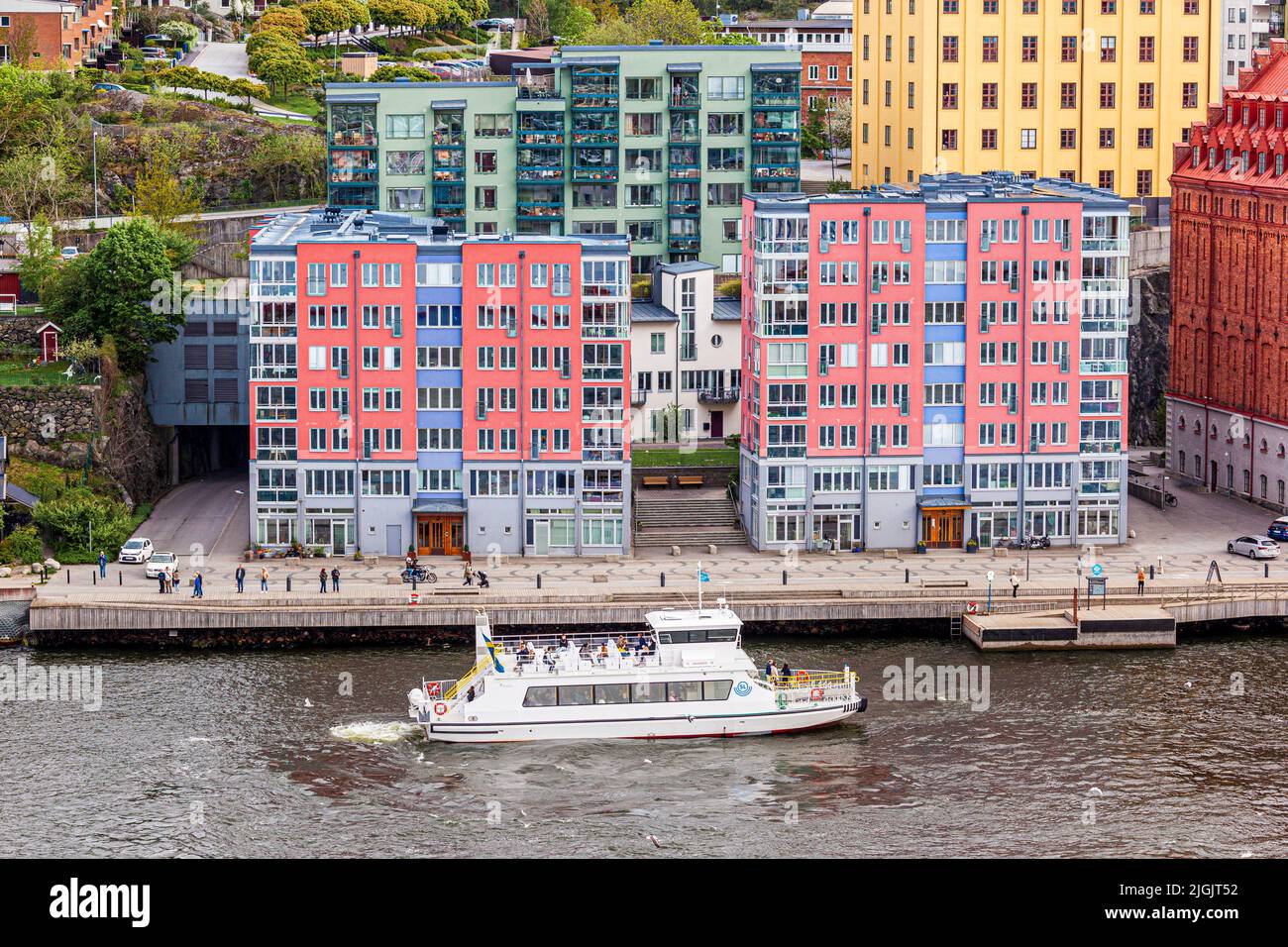 The ferry 'Clara' at  Danviken, Henriksdal in the Stockholm Archipelago, Sweden Stock Photo