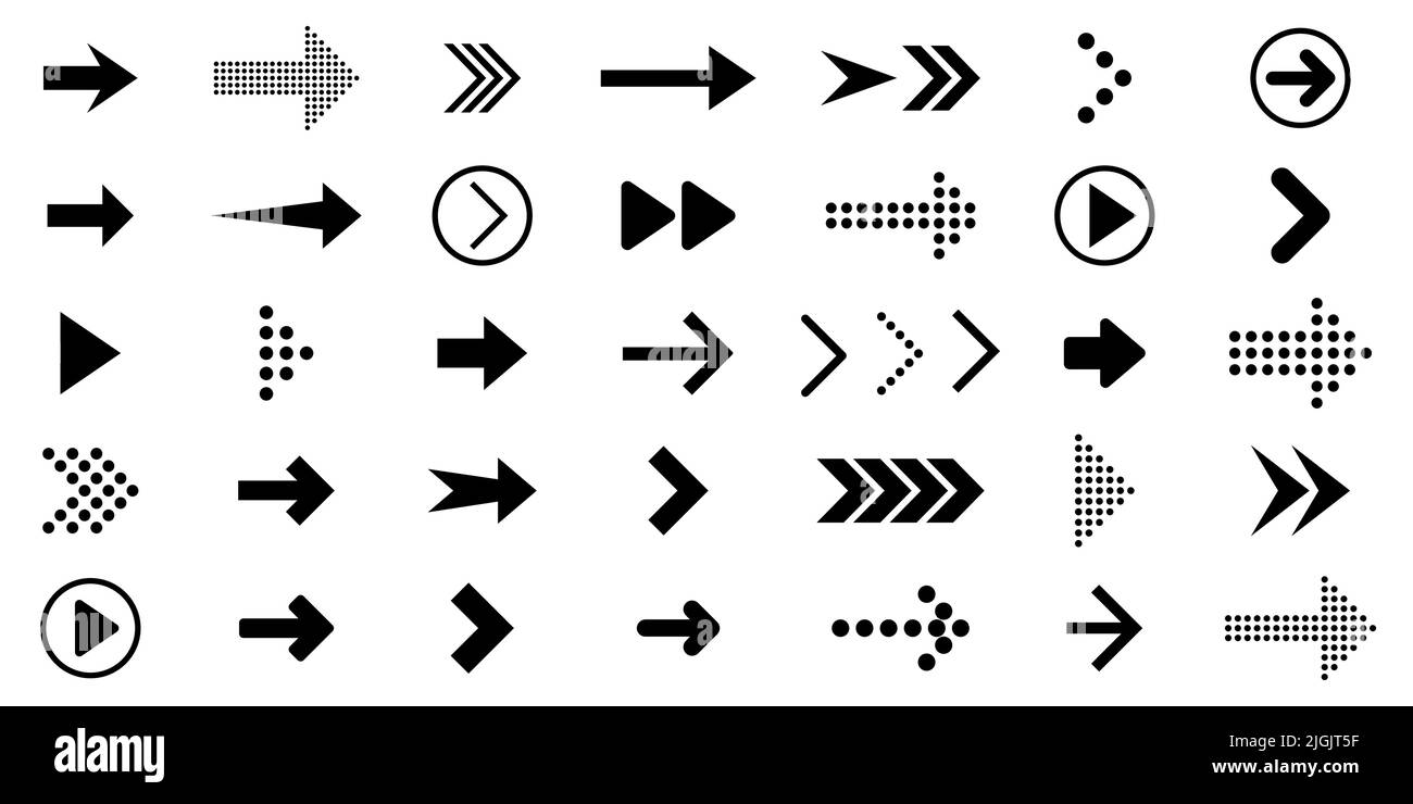 Arrows. Set of different arrows. Black arrow. Vector illustration. Stock Vector
