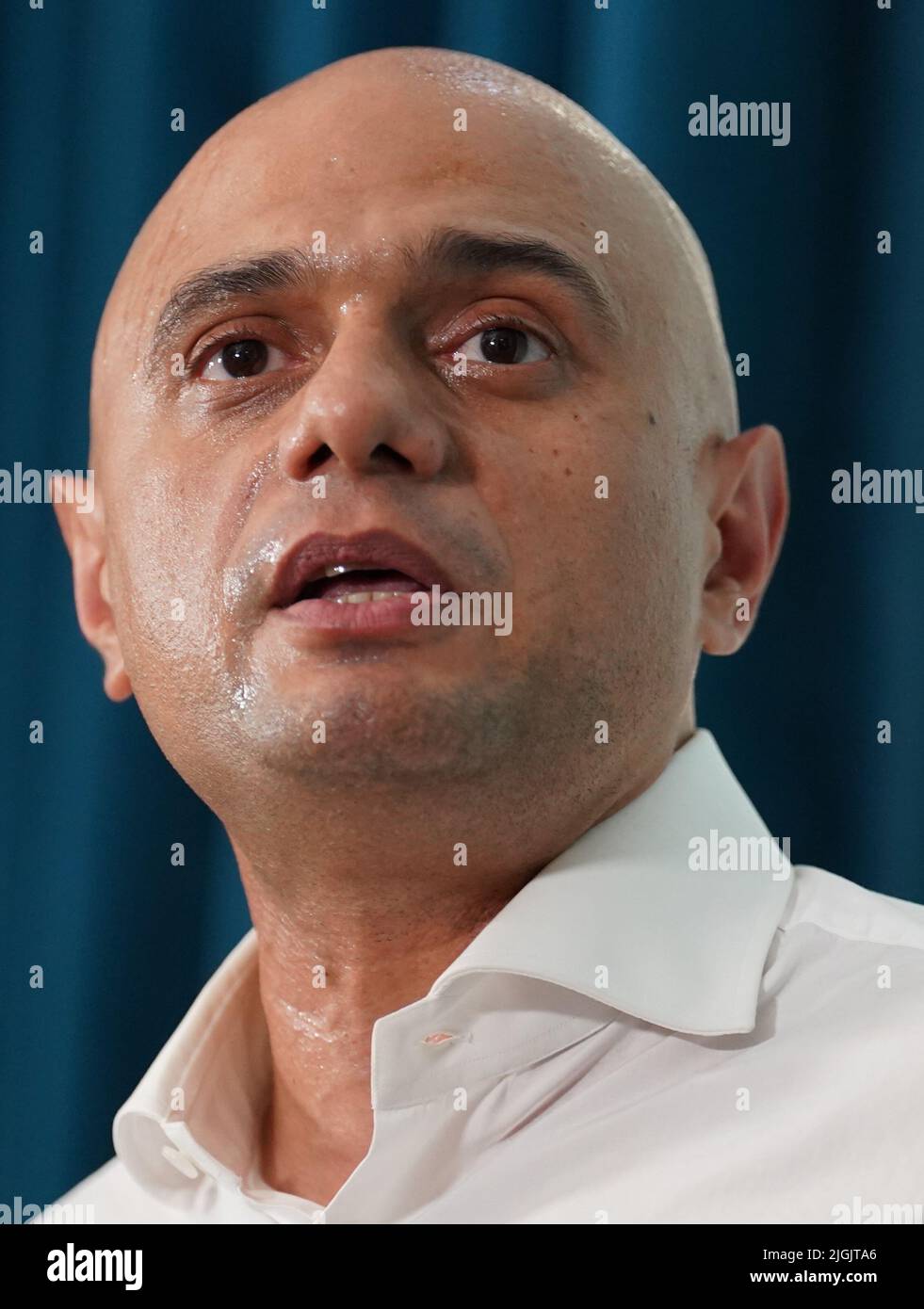 Sajid Javid speaks during the launch of his campaign to be Conservative Party leader and Prime Minister, at the Cinnamon Club in London. Picture date: Monday July 11, 2022. Stock Photo