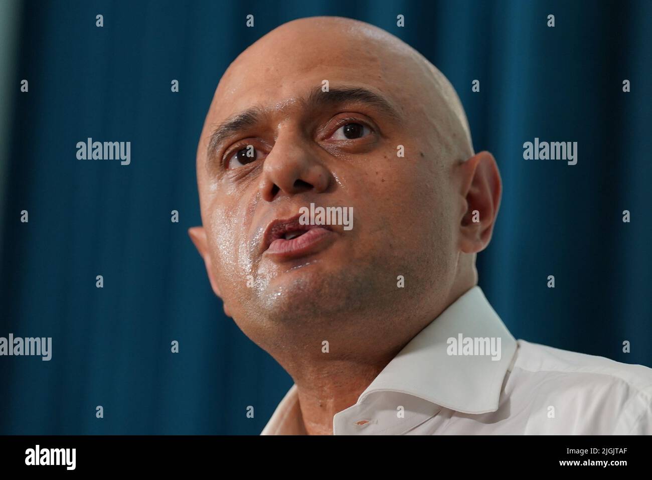 Sajid Javid speaks during the launch of his campaign to be Conservative Party leader and Prime Minister, at the Cinnamon Club in London. Picture date: Monday July 11, 2022. Stock Photo
