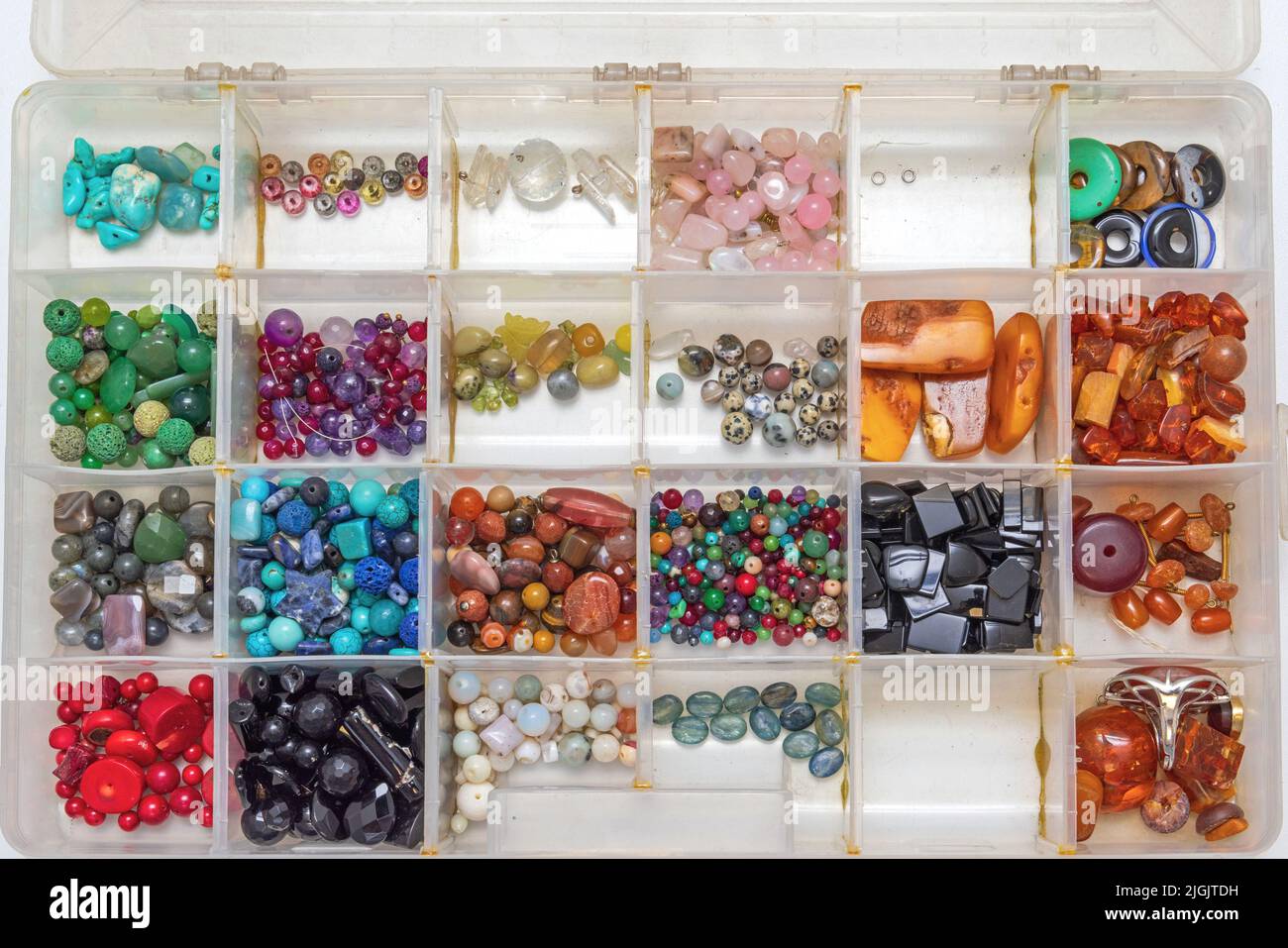 Gemstones Jewelry Craft Maker Material in Organizer Tackle Box Tray