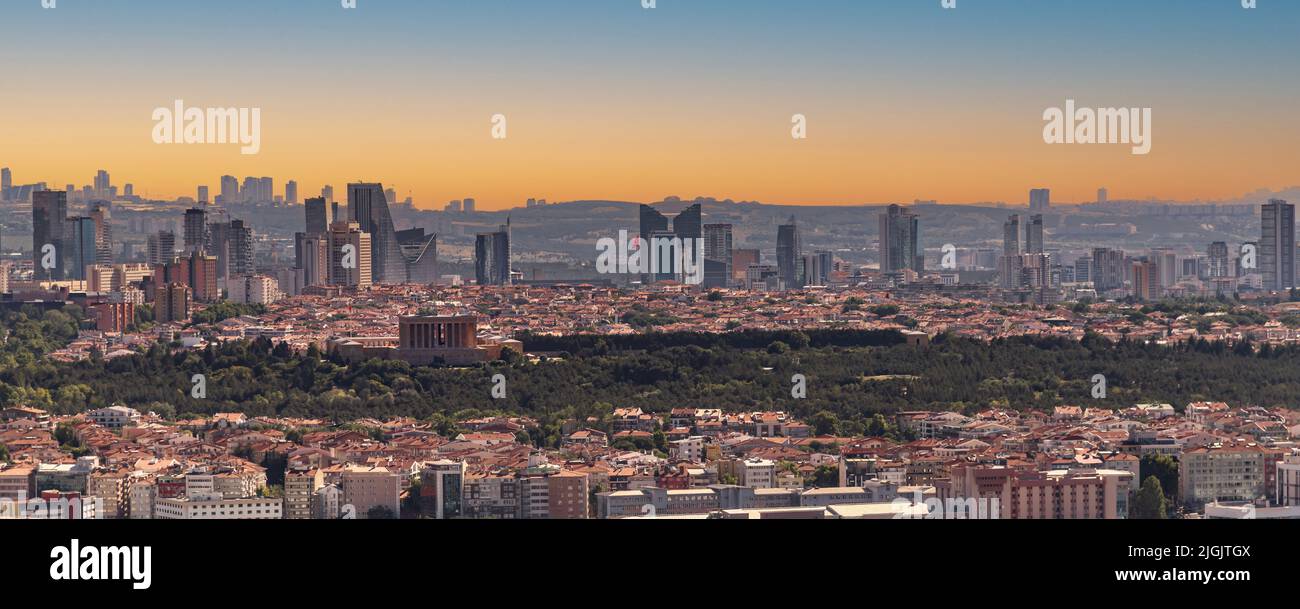 Beautiful panoramic view of Ankara, the capital of Turkey, at sunset Stock Photo