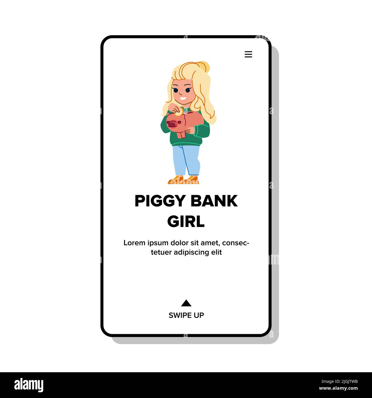 piggy bank girl vector Stock Vector Image & Art Alamy