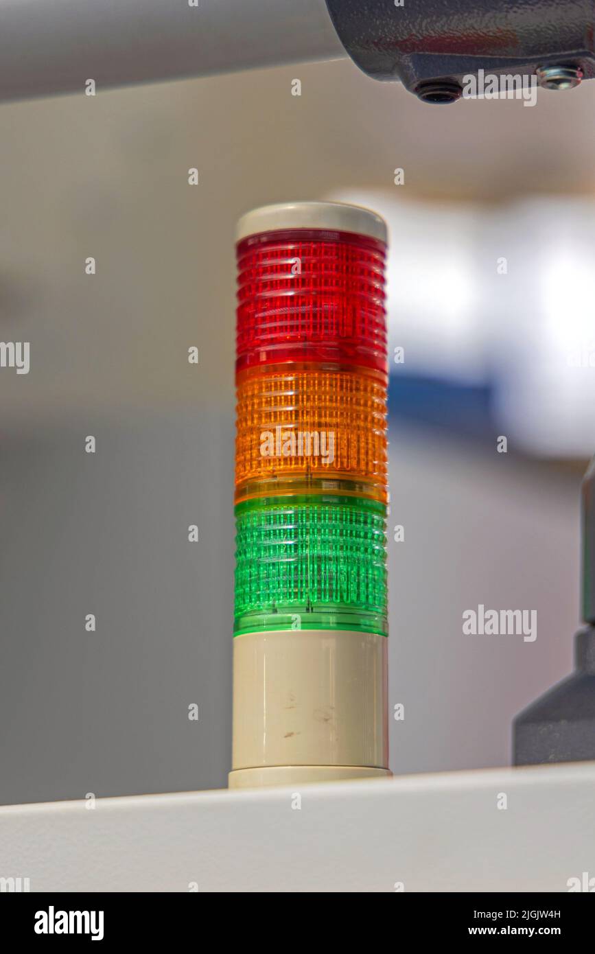 Red Yellow Green Stack Status Lights Machine Tower Stock Photo Alamy