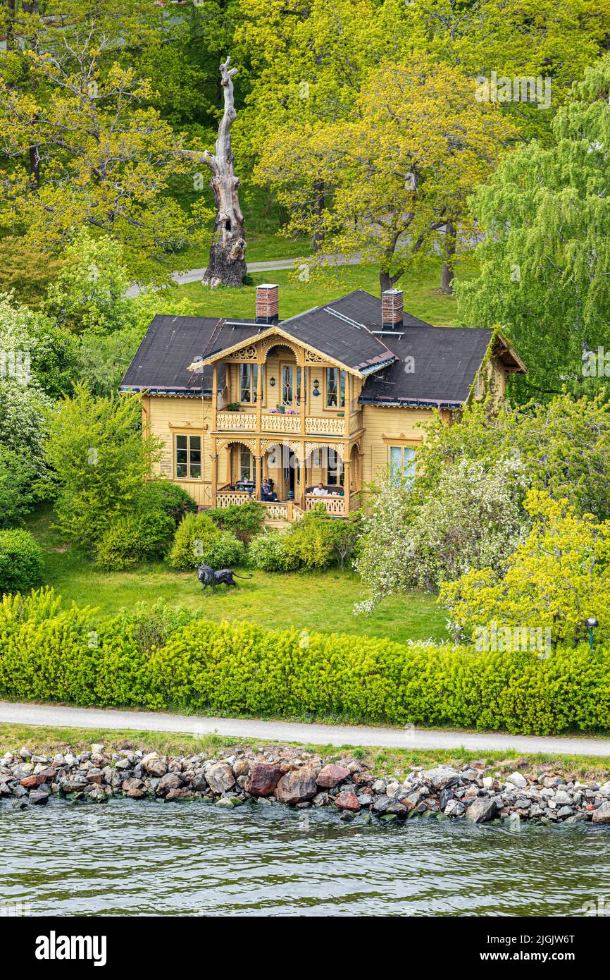 A traditional waterside property at Blockhusudden on Djurgården Island in the Stockholm