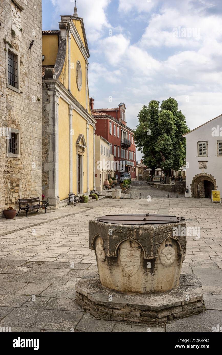 Main Square of the Hill Town Motovun, Croatia Stock Photo