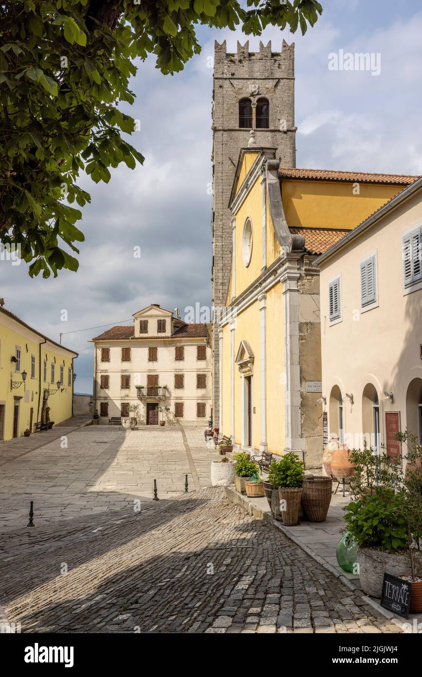 Main Square of the Hill Town Motovun, Croatia Stock Photo