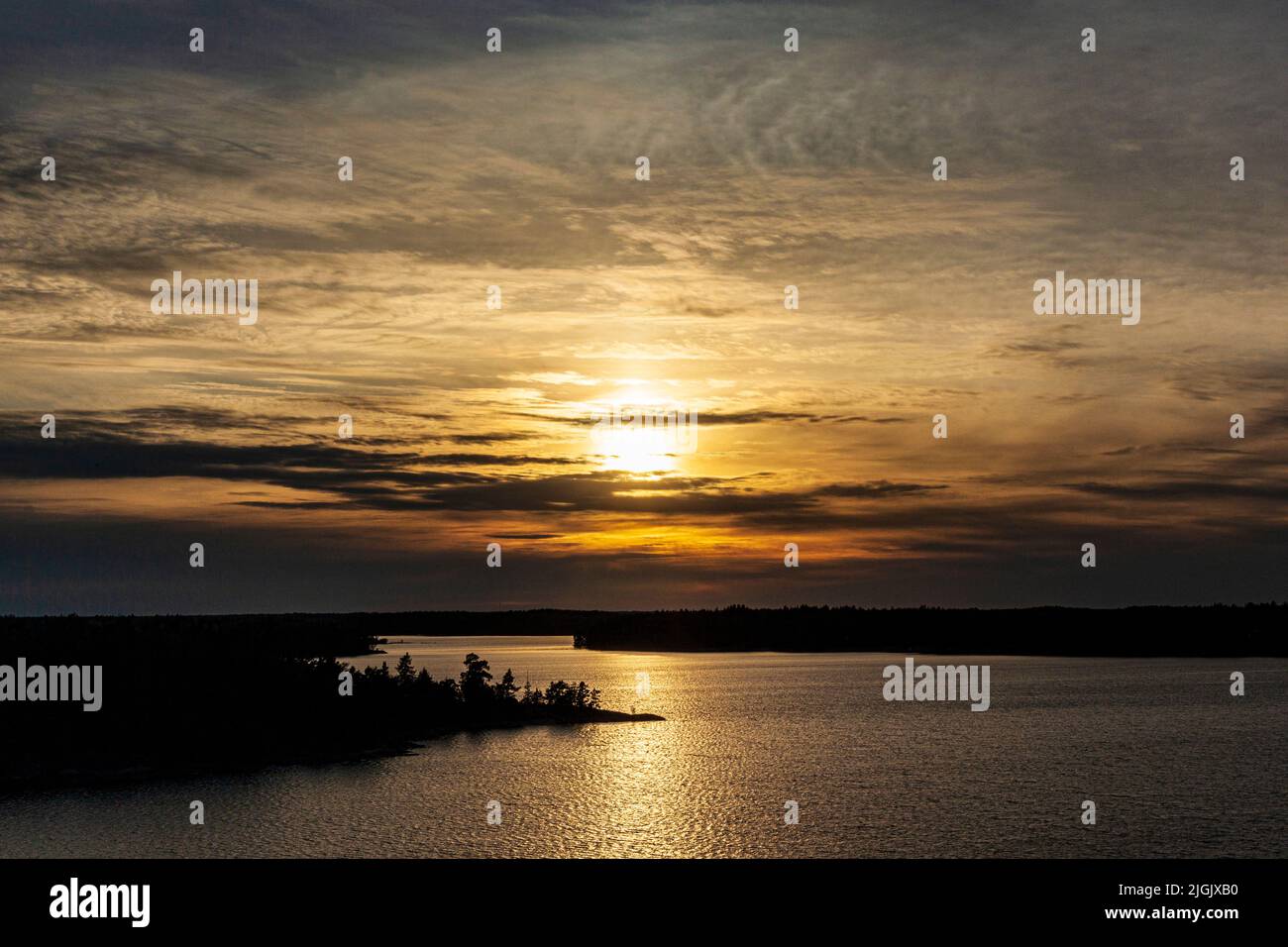 Sunset in the Stockholm Archipelago, Sweden Stock Photo
