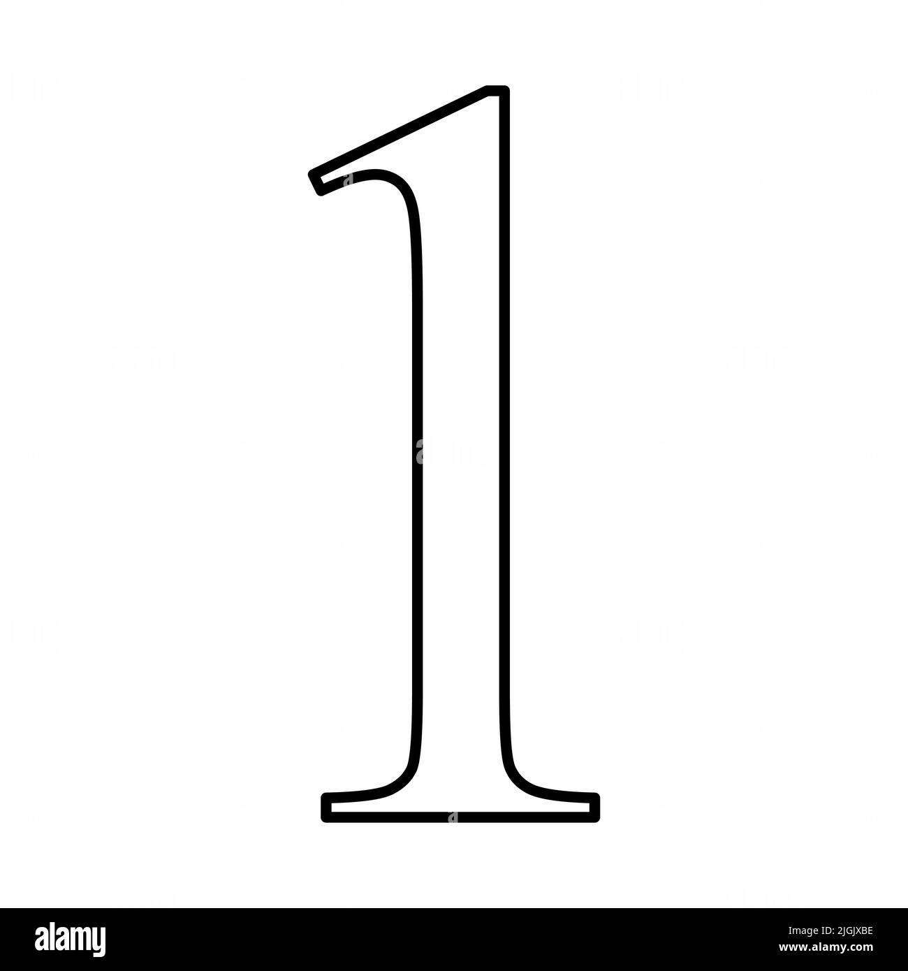 Number one sign. Black outlines on white background Stock Vector Image