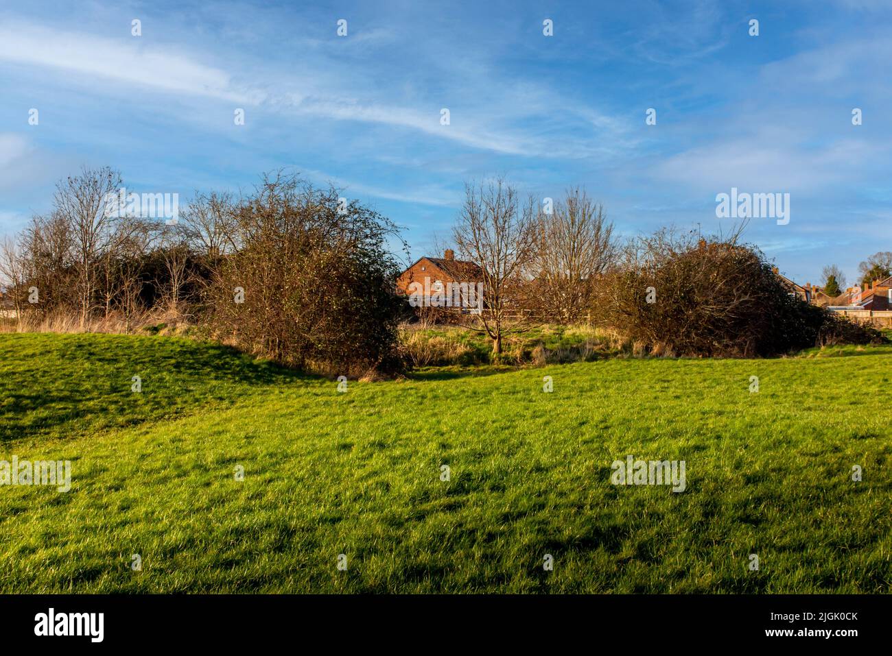 Landscape at Margaret's Camp a moated monument dating from the late fifteenth century on the outskirts of Tewkesbury in Gloucestershire England UK. Stock Photo
