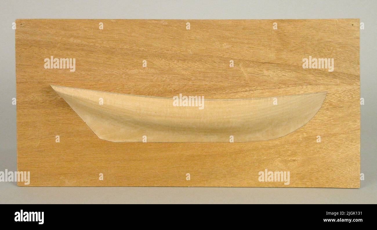 Modell Half model of bleaching, scale 1:20 (see BLM 14239: 1). Of untreated birch, cut into one piece and glued on a mahogany disc. Model size: 330 x 57 x 65 mm. Made by cemetery manager Karl Albin Strömberg, Skepparegatan 4, Karlshamn (born in Bräkne-Hoby). Photographs on manufacturers, see A 9172 and A 9173. The original boat built in 1916 on Joggesö, at Sven Johan Olsson's boatbuilding. Purchased (BLM 14677). Model purchased, 1960-06-18, from manufacturer.Neg no. A 6984 Stock Photo
