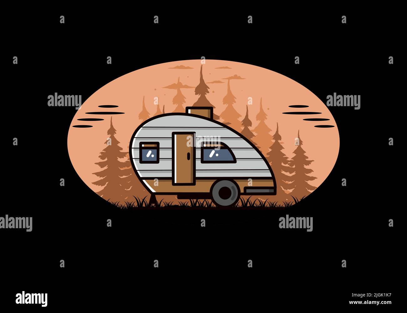 Vintage illustration design of teardrop camper Stock Vector Image & Art ...