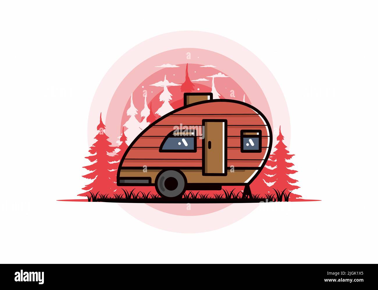 Vintage illustration design of teardrop camper Stock Vector Image & Art ...
