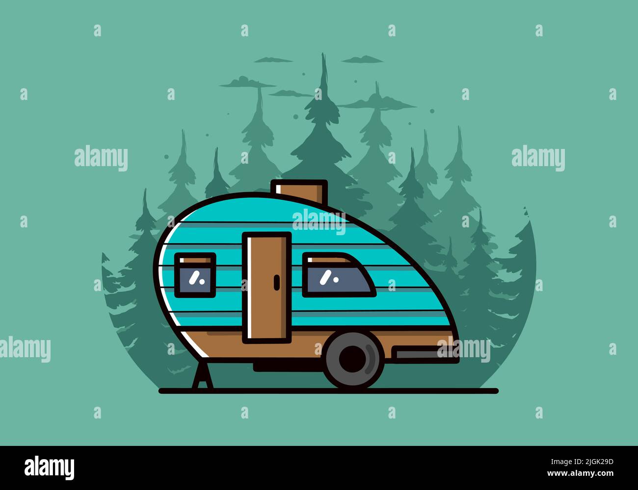 Vintage illustration design of teardrop camper Stock Vector Image & Art ...