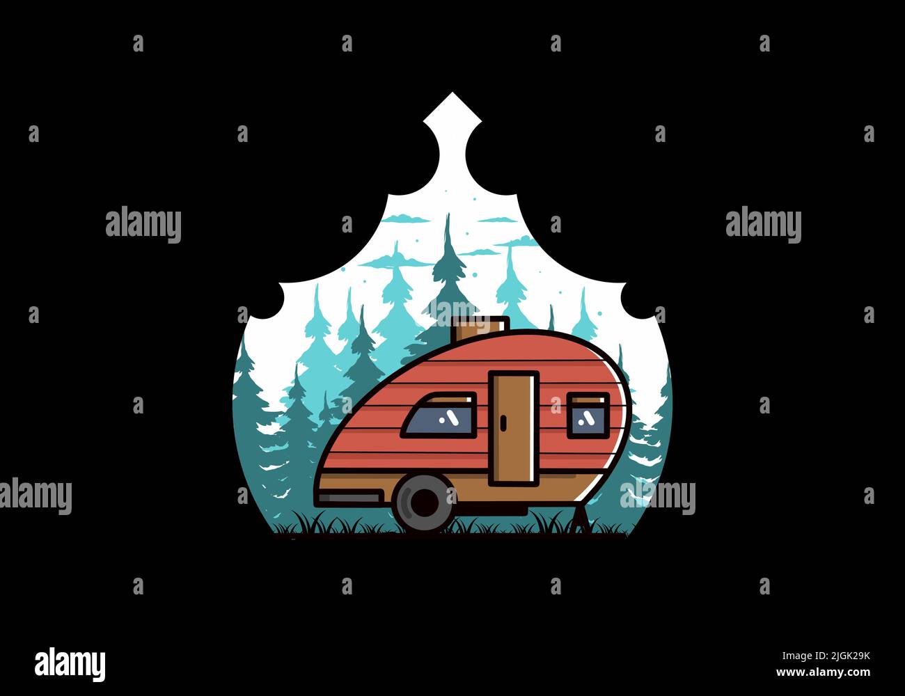 Vintage illustration design of teardrop camper Stock Vector Image & Art ...