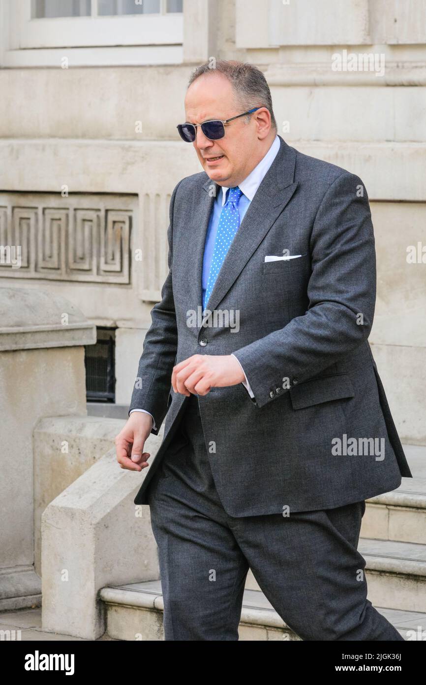 London, UK. 11th July, 2022. Michael Ellis, QC, MP, Minister for the Cabinet Office, Paymaster general, exits the Cabinet Office in London this afternoon. Credit: Imageplotter/Alamy Live News Stock Photo