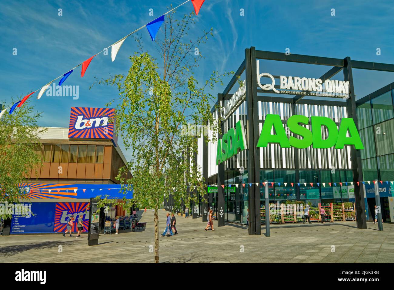 The Asda and B&M stores at new Barons Quay development in Northwich town centre, Cheshire, England, UK. B&M replaced M&S during 2021. Stock Photo