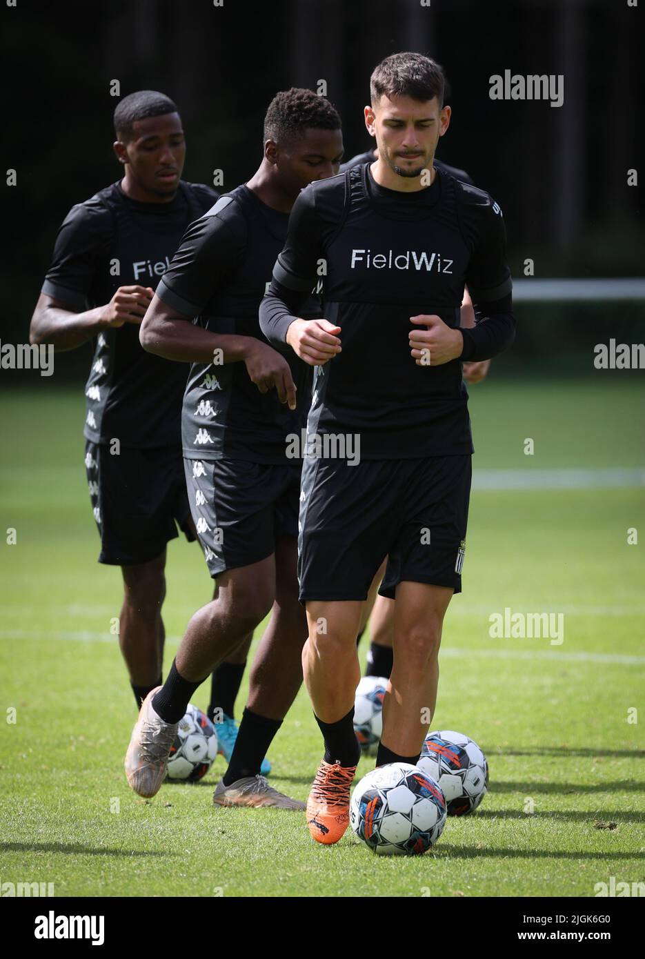 Charleroi's Stefan Knezevic pictured in action during a training session of Belgian first