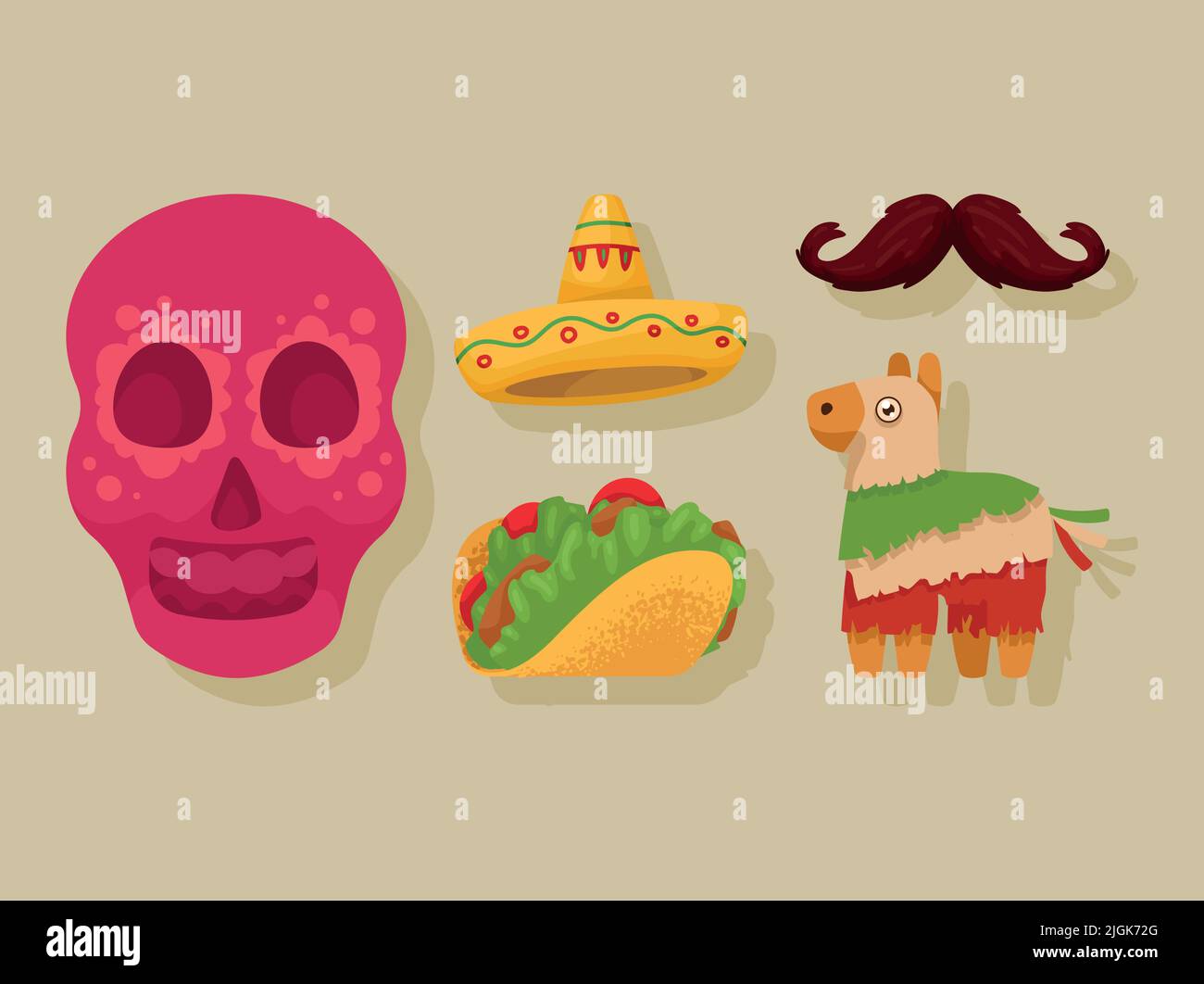 five-mexican-culture-icons-stock-vector-image-art-alamy