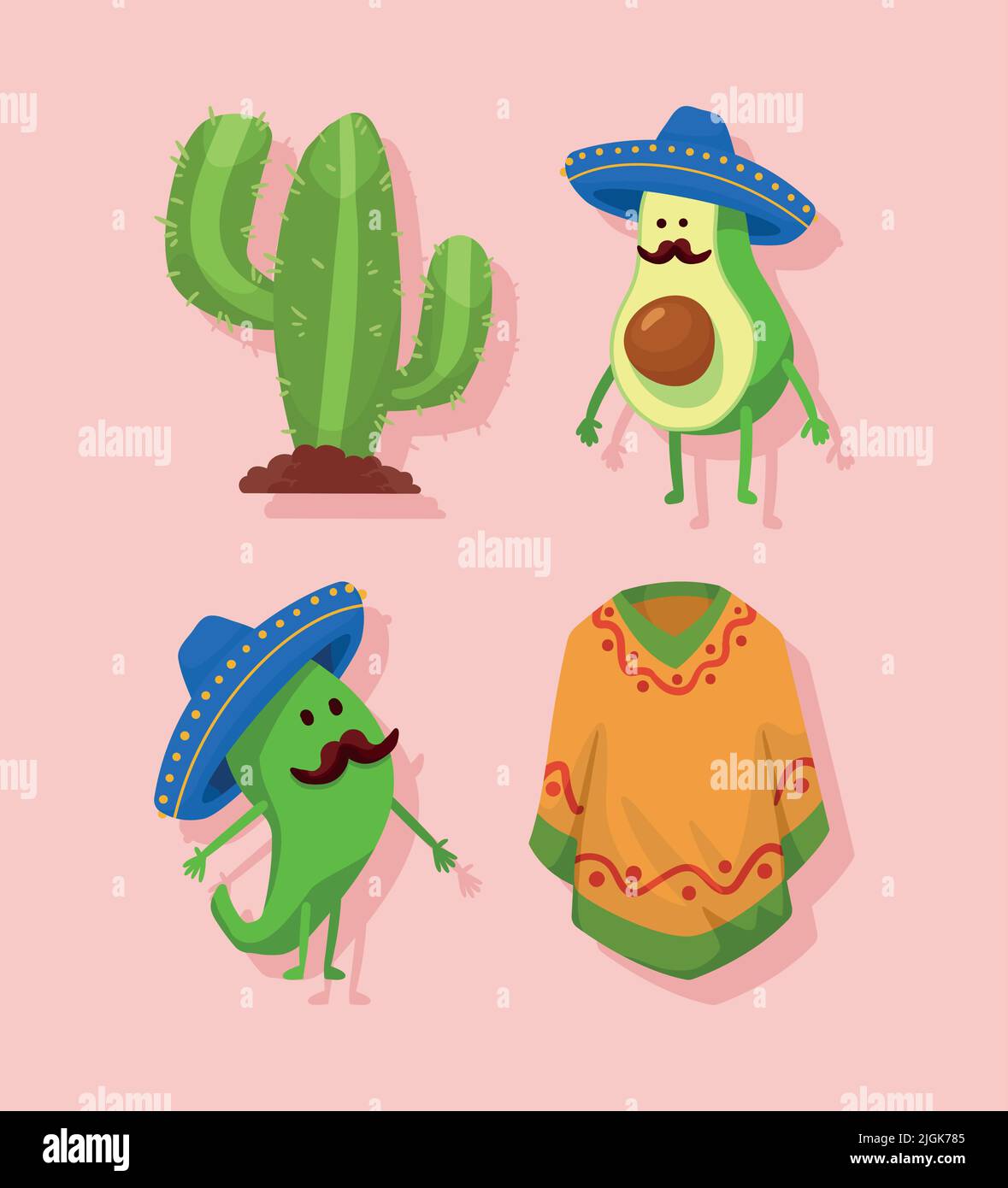 four-mexican-culture-icons-stock-vector-image-art-alamy