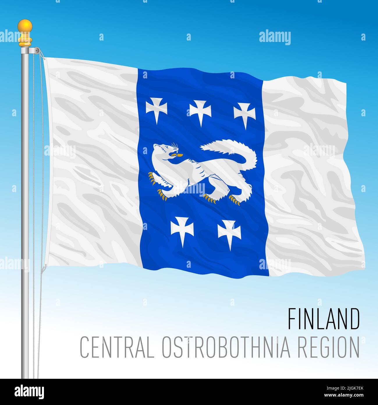 Ostrobothnia regional flag, Republic of Finland, EU, vector illustration Stock Vector