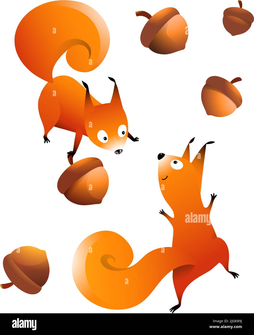 Cute Squirrels and a Nuts Kids Clipart Cartoon Stock Vector Image & Art