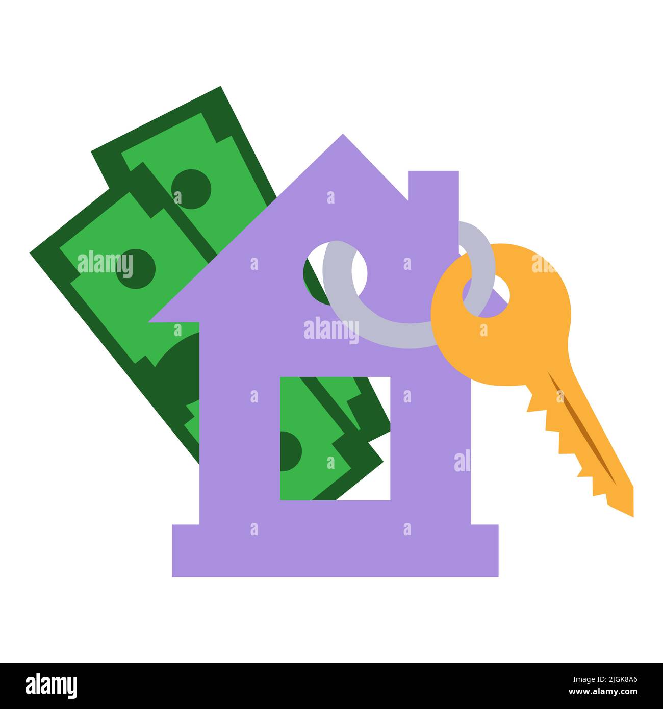 The keychain icon is a house with keys on a background of money, a flat ...