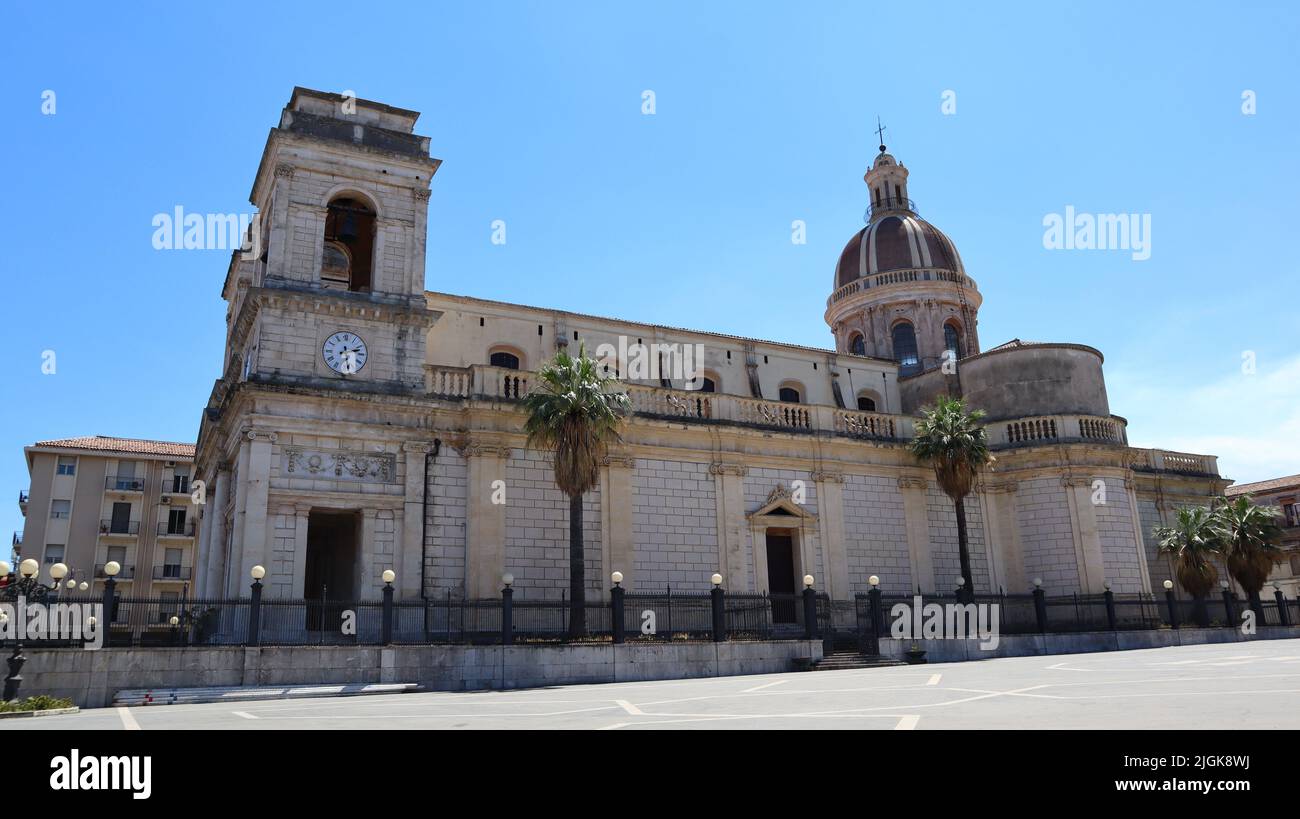 Giarre, Sicily (Italy): Mother Church of S. Isidoro Agricola, catholic church Stock Photo