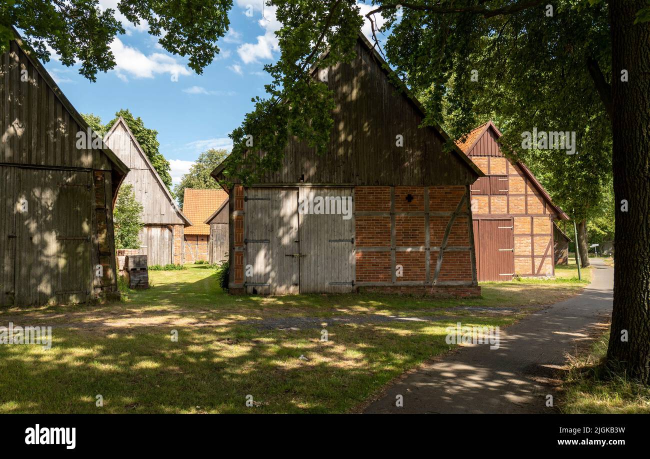 Old barn quarter in Schluesselburg near Petershagen. Stock Photo