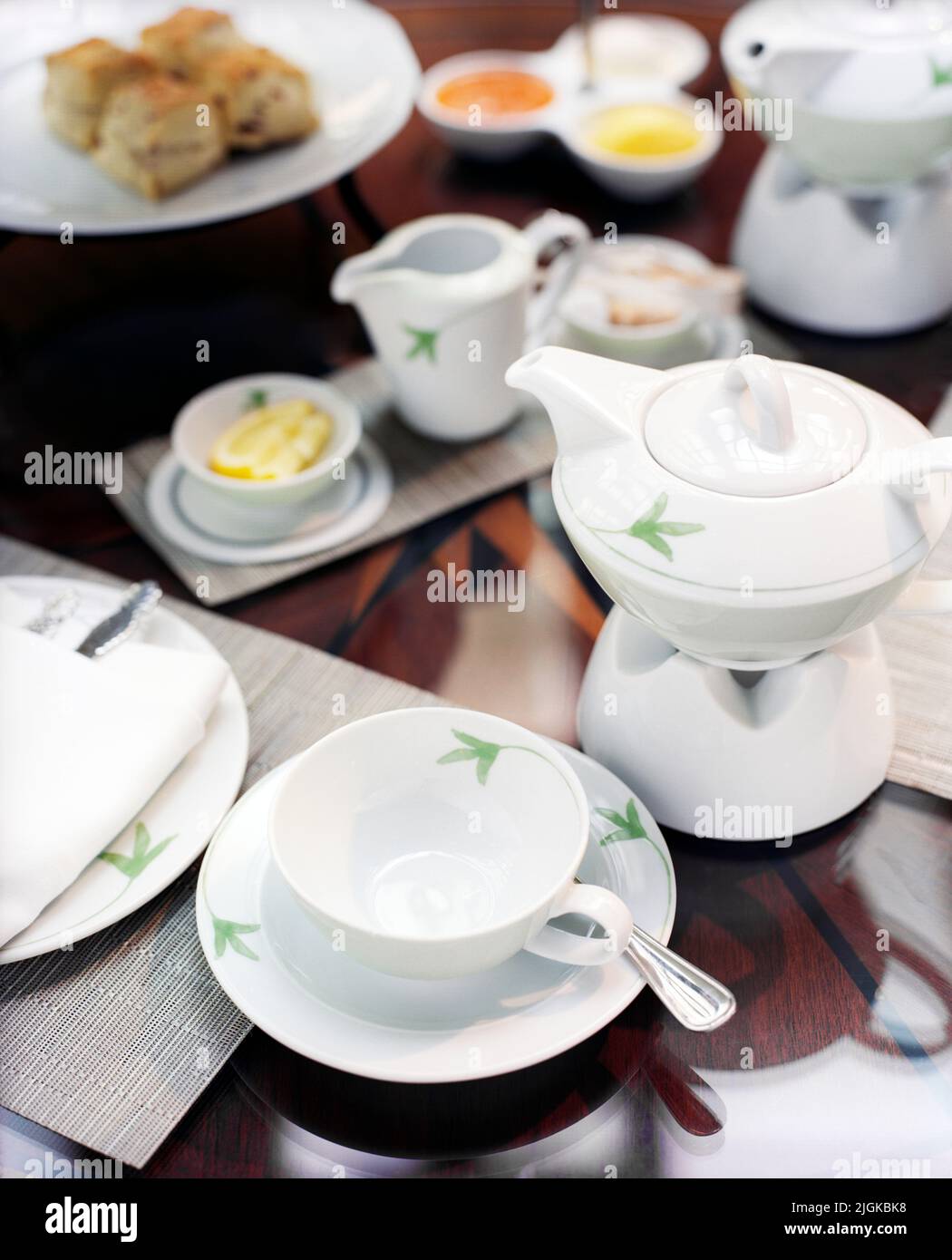 Afternoon tea service at a hotel. Stock Photo