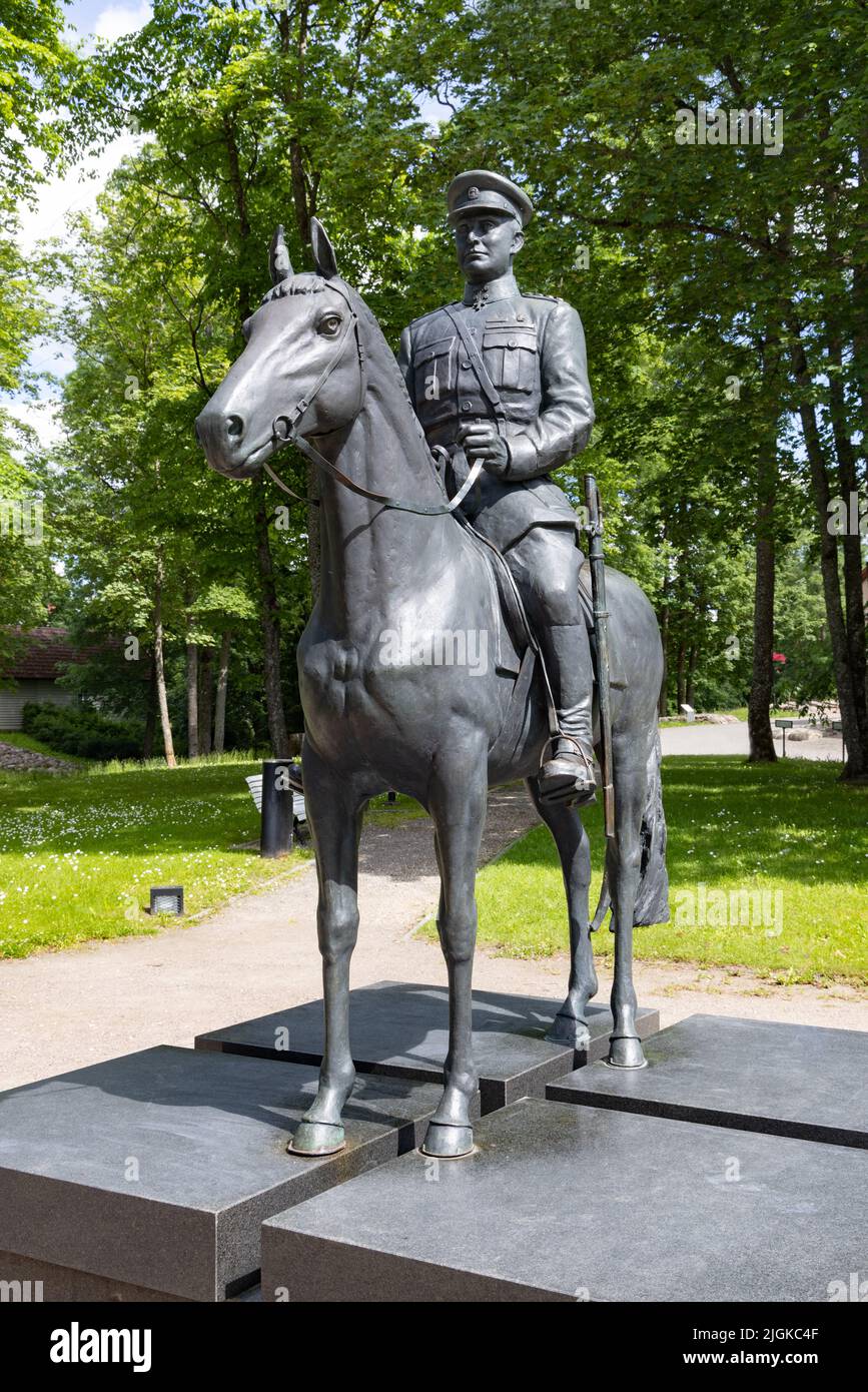 Statue of Johan Laidoner, Estonian general and statesman, in Viljandi, Estonia Europe Stock Photo