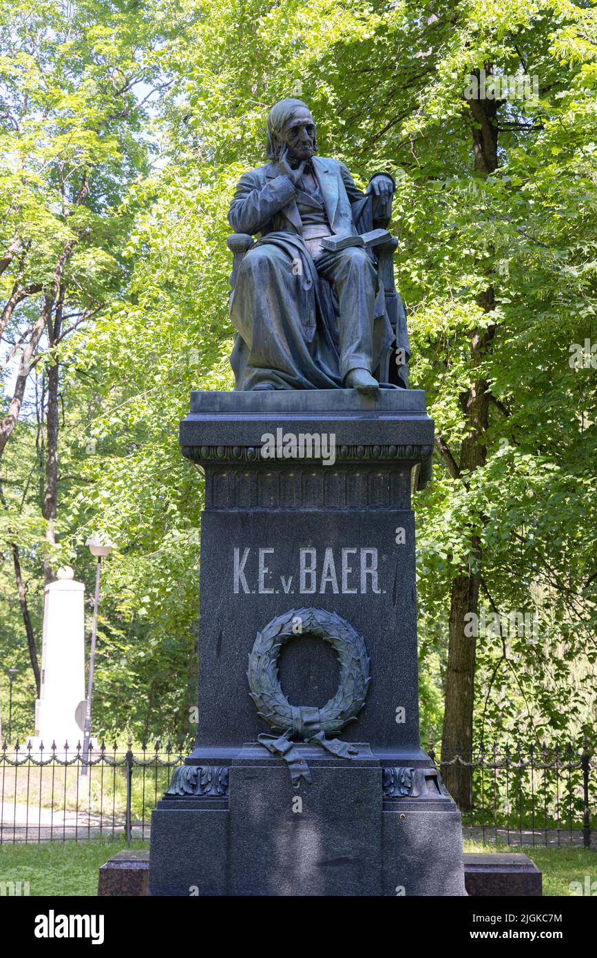 The statue of scientist and embryologist Karl Ernst von Baer in Tartu Park, Tartu, Estonia Europe Stock Photo