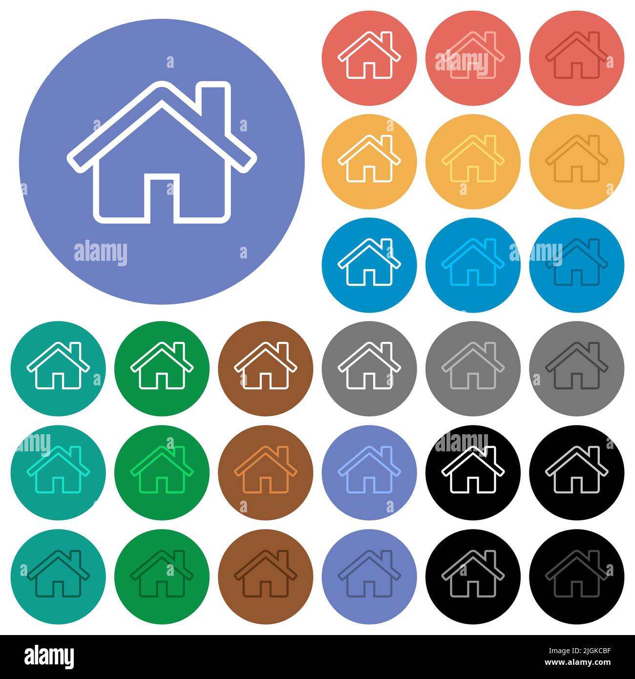 Home outline multi colored flat icons on round backgrounds. Included ...