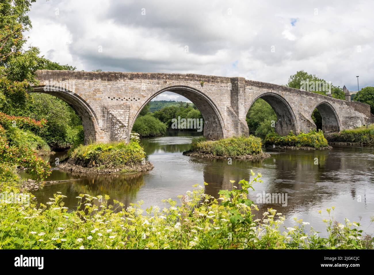 Stirling Old Bridge dates from the late-15th or early-16th century and is one of the best mediaeval masonry arch bridges in Scotland. Stock Photo