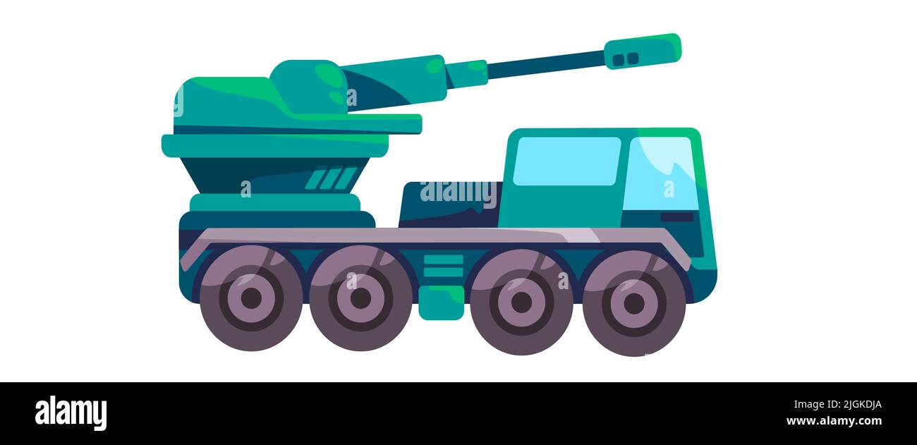 Artillery canon gun heavy military truck illustration Stock Vector