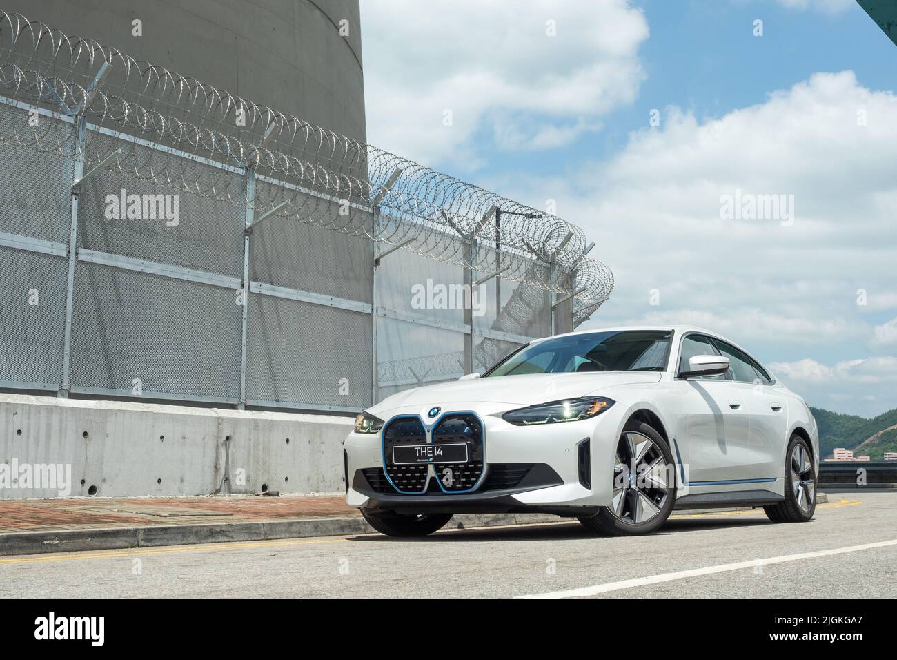 Hong Kong, China May 16 , 2022 : BMW i4 2022 Test Drive Day May 16 2022 in Hong Kong. Stock Photo