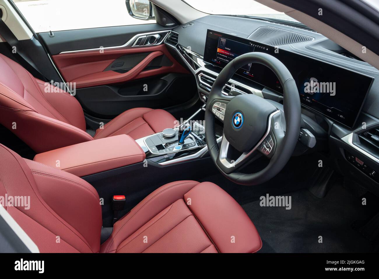 Hong Kong, China May 16 , 2022 : BMW i4 2022 Interior May 16 2022 in Hong Kong. Stock Photo