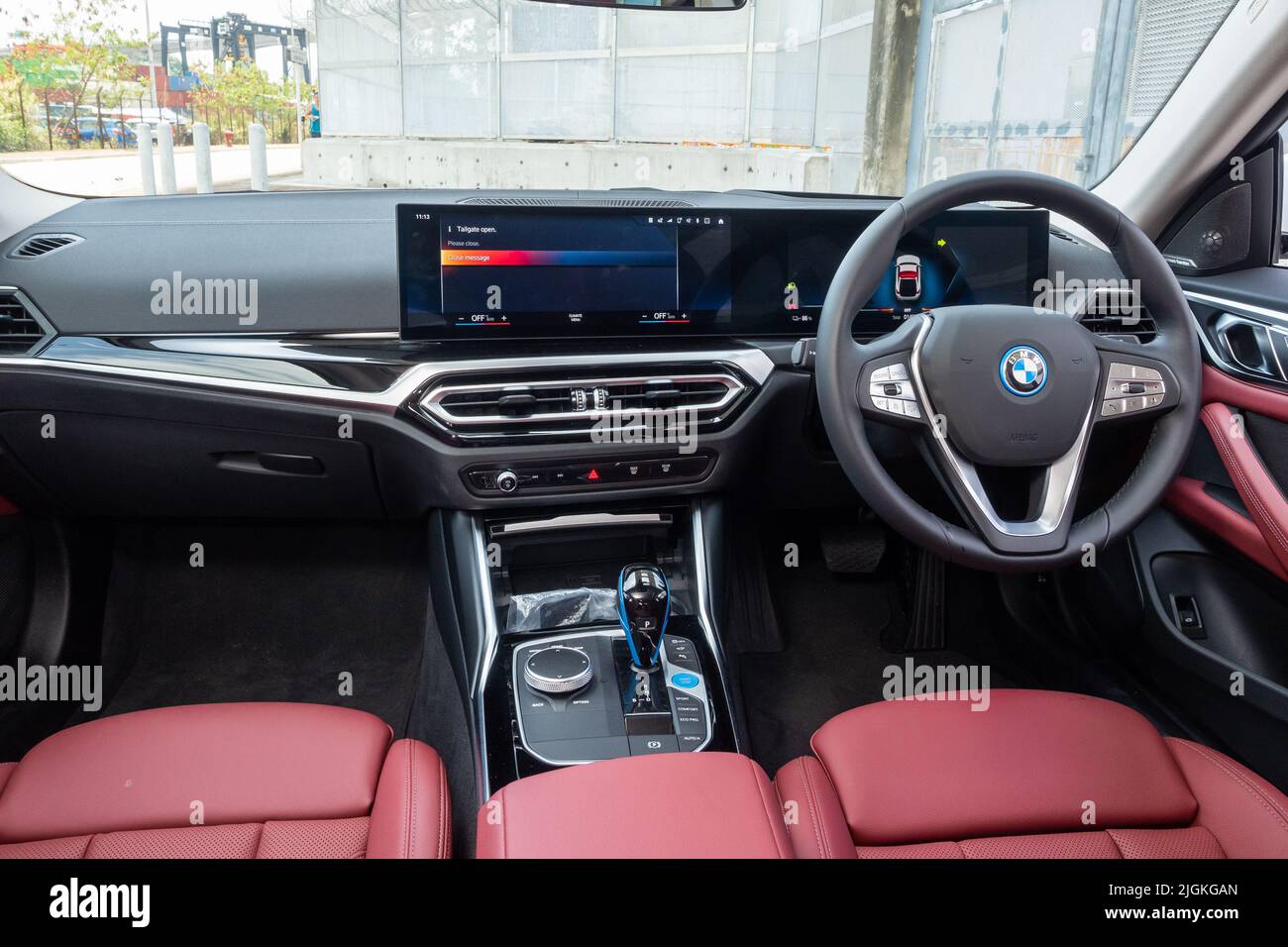 Hong Kong, China May 16 , 2022 : BMW i4 2022 Interior May 16 2022 in Hong Kong. Stock Photo