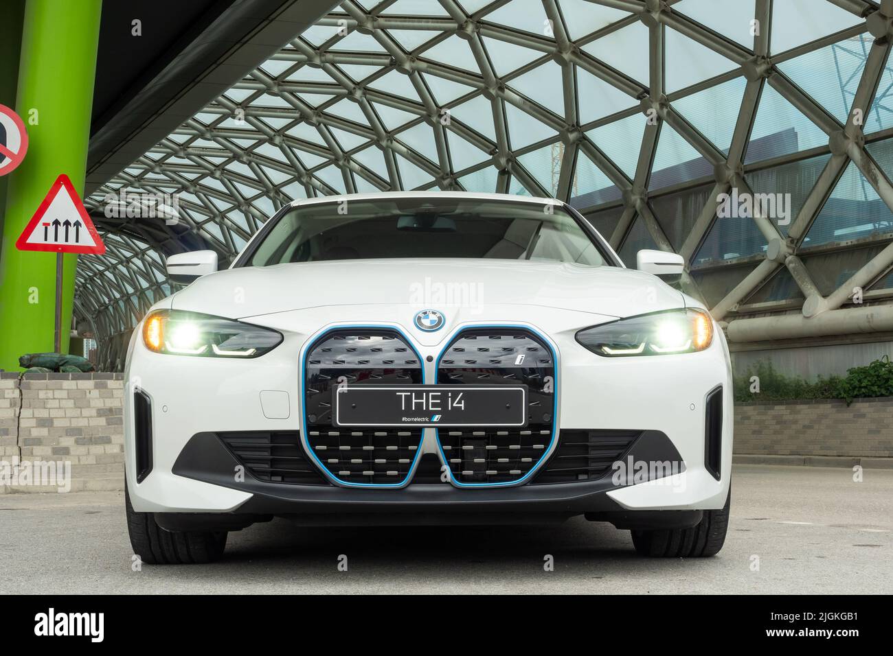 Hong Kong, China May 16 , 2022 : BMW i4 2022 Test Drive Day May 16 2022 in Hong Kong. Stock Photo