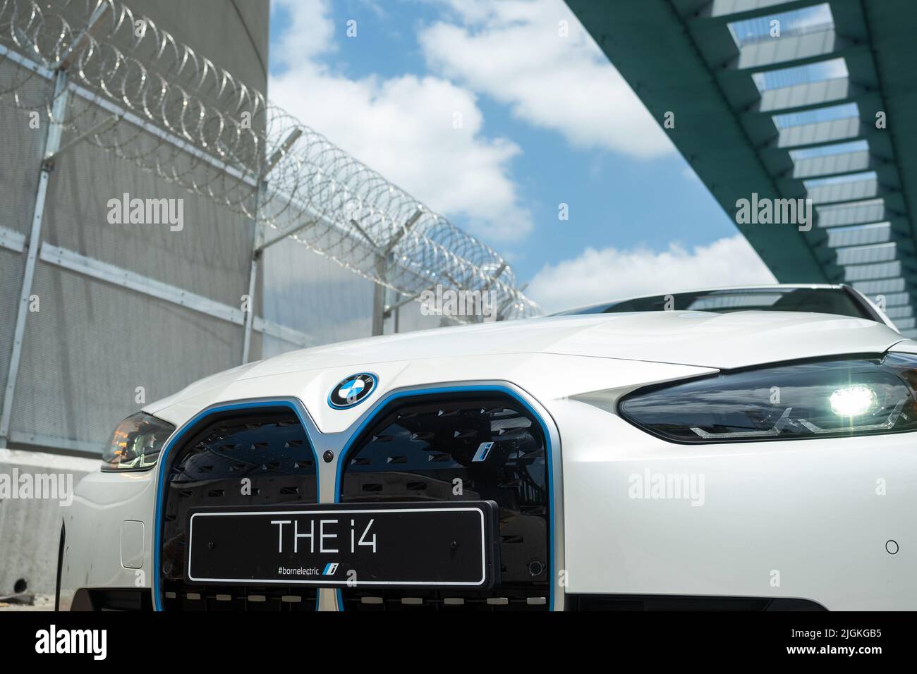 Hong Kong, China May 16 , 2022 : BMW i4 2022 Test Drive Day May 16 2022 in Hong Kong. Stock Photo