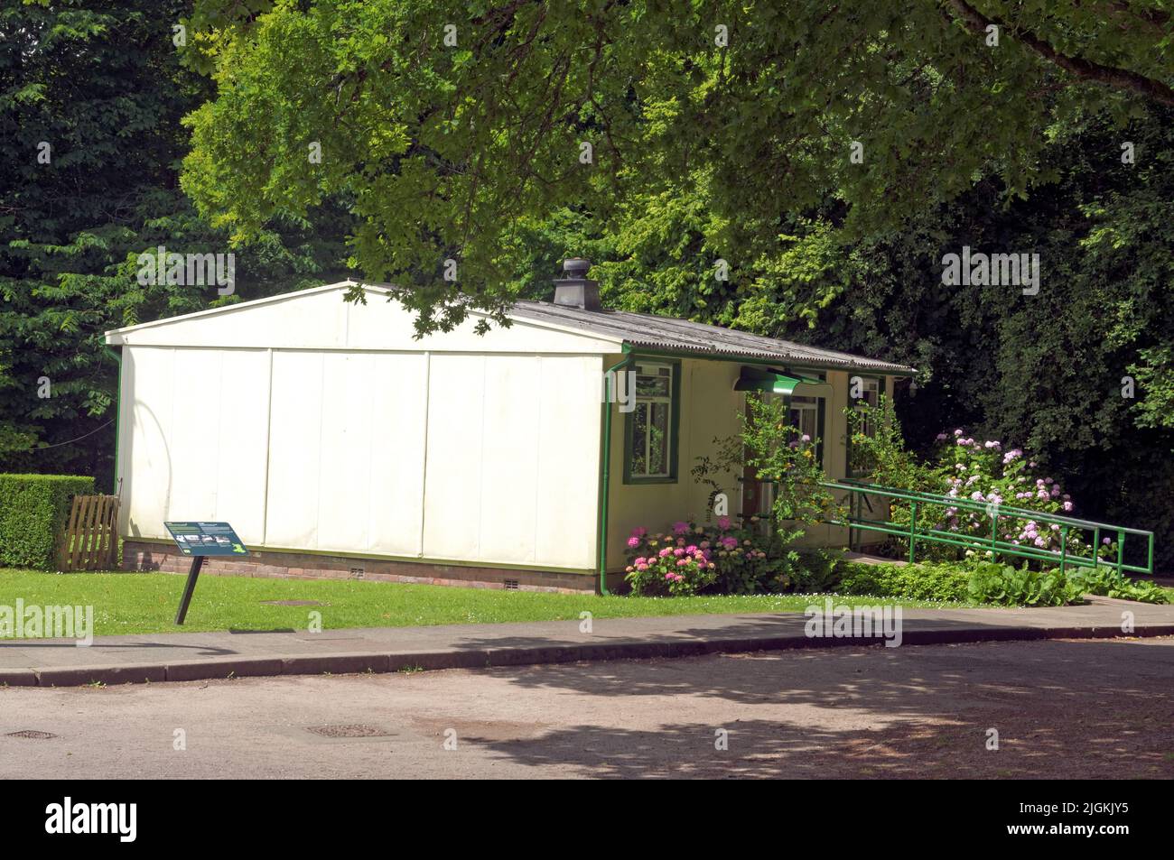 Prefabricated house, example, postwar,St Fagans Views. July 2022