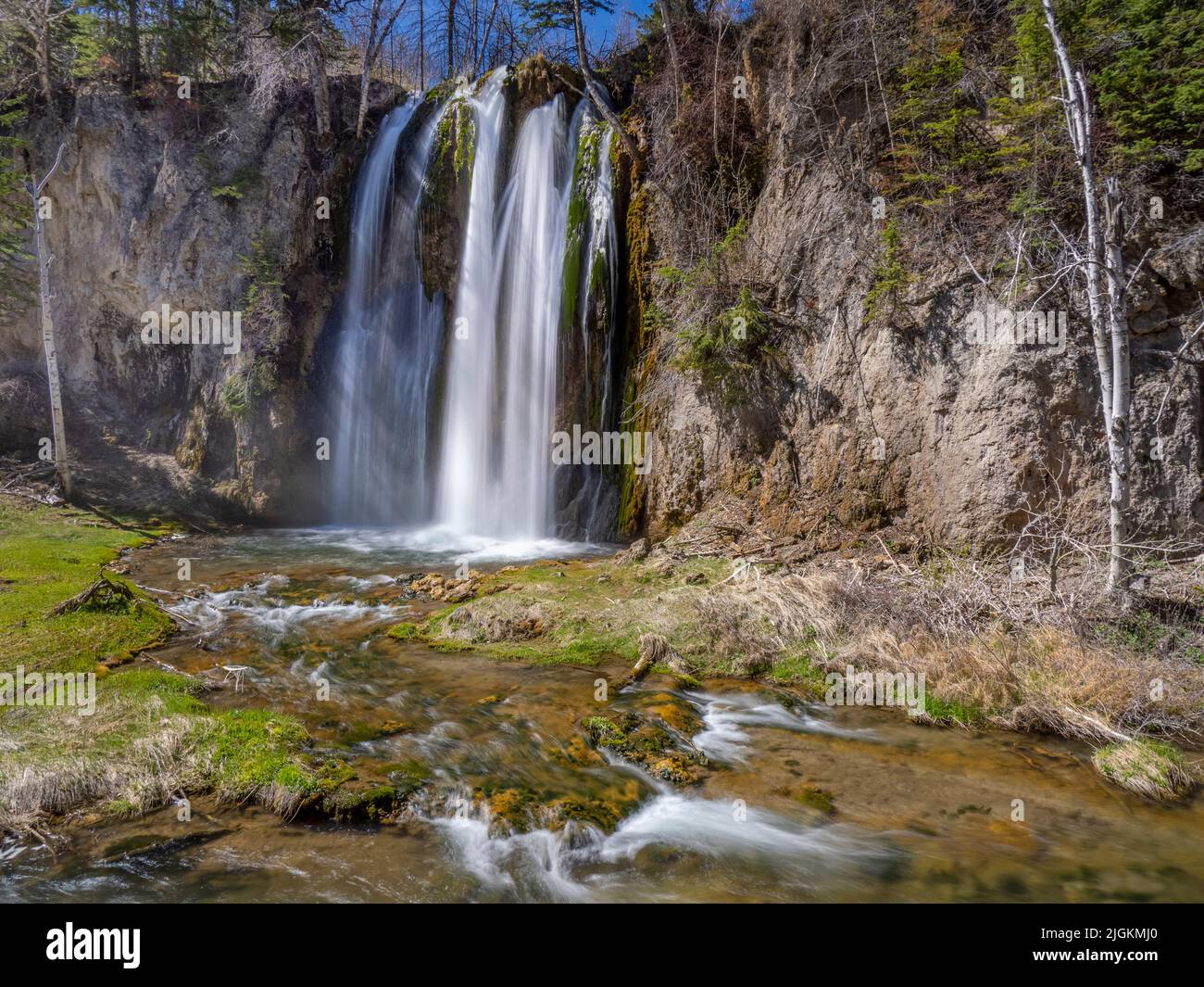 Spearfish Falls in Spearfish Canyon on the Spearfish Canyon Scenic Byway in South Dakota USA Stock Photo