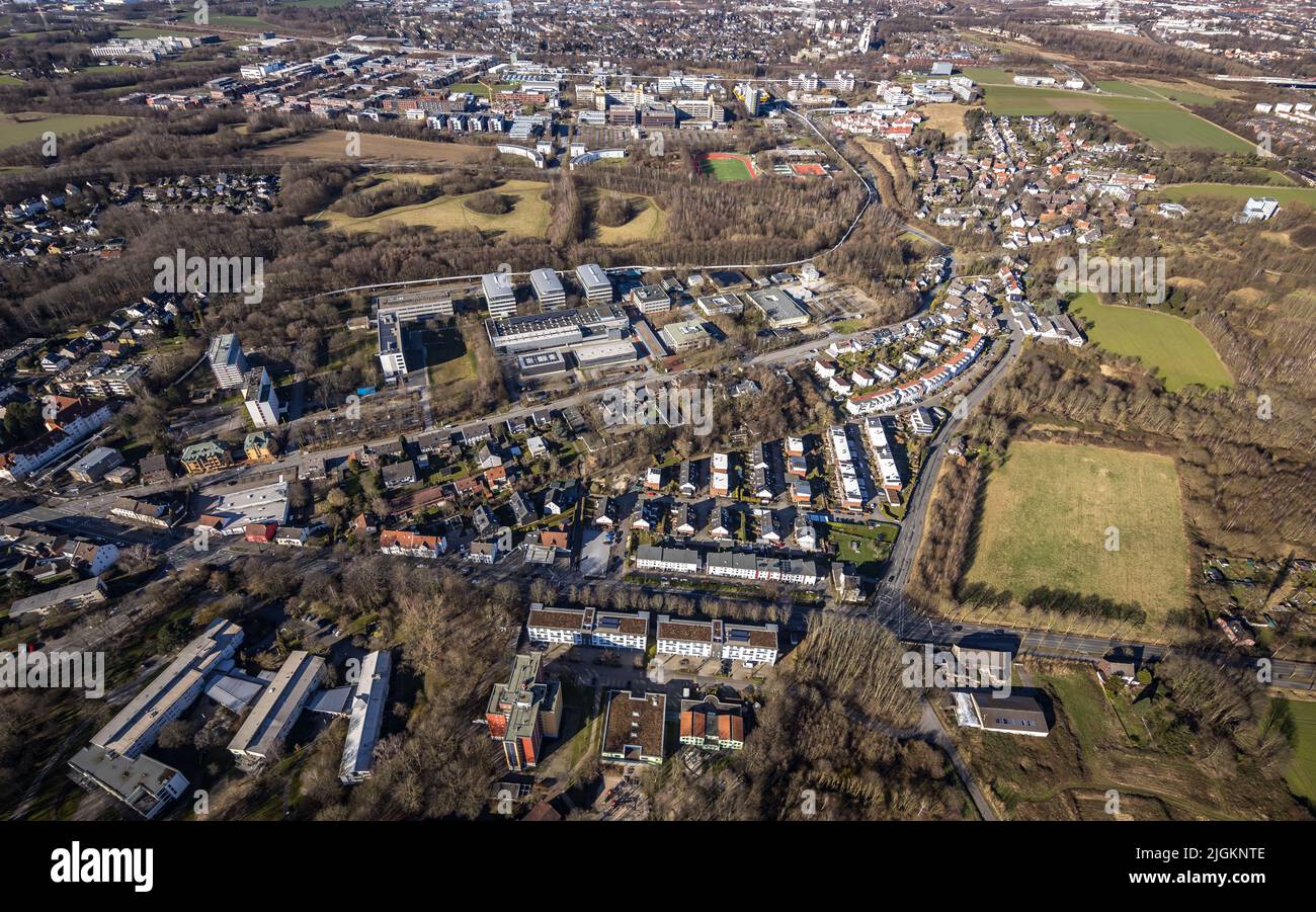 Aerial view, Dortmund University of Technology South Campus in the Eichlinghofen district of Dortmund, Ruhr area, North Rhine-Westphalia, Germany, edu Stock Photo