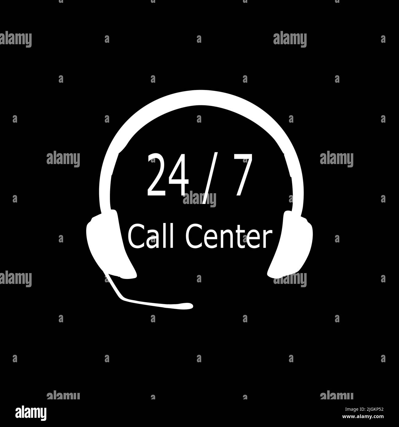 Call Center customer support 24 hours, silhouette icon Stock Photo Alamy