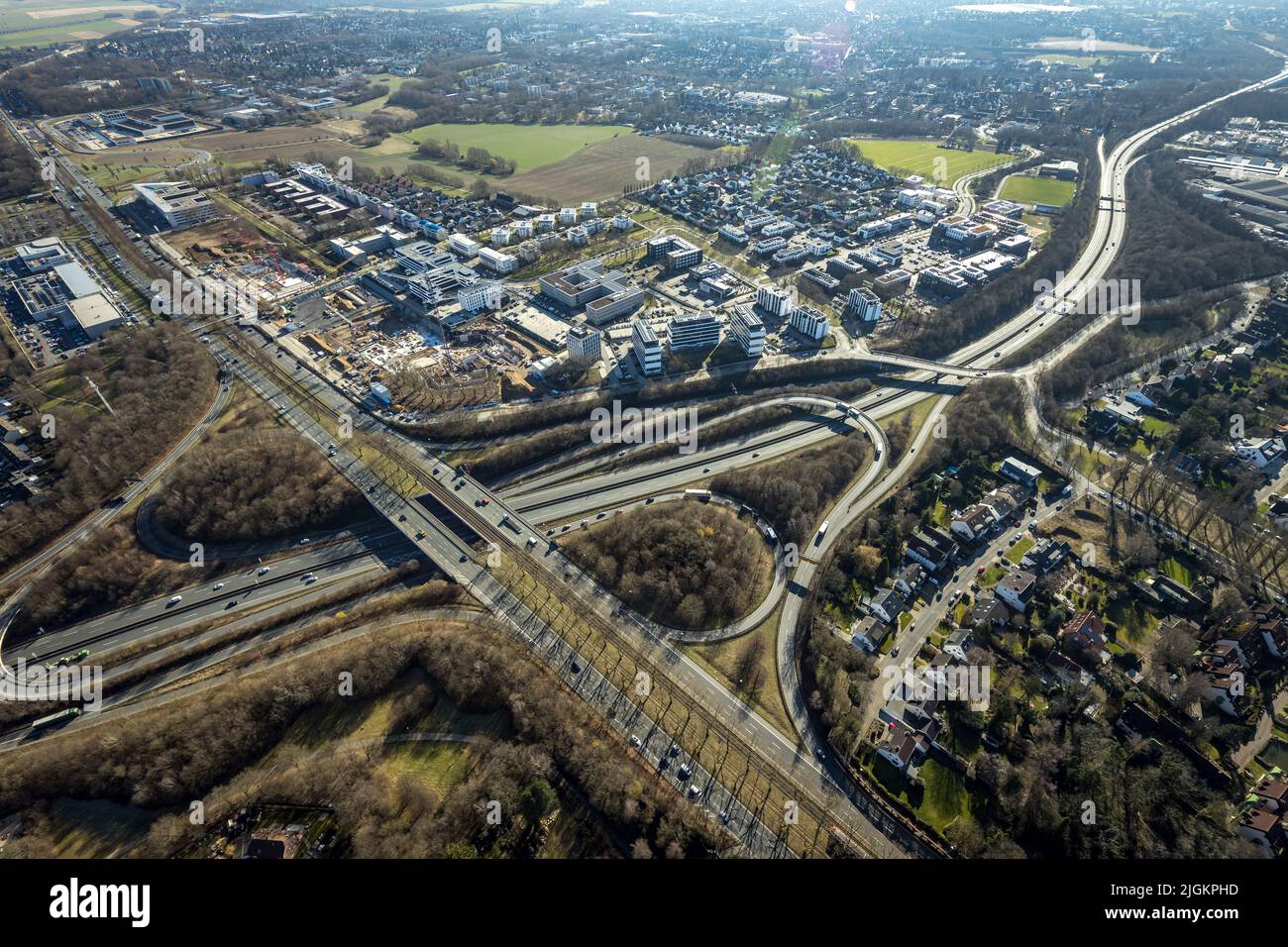 Aerial view, City Crone East, Federal Highway B1, A40 and B236, Dortmund, Ruhr Area, North Rhine-Westphalia, Germany, Europe, DE, aerial photograph, b Stock Photo
