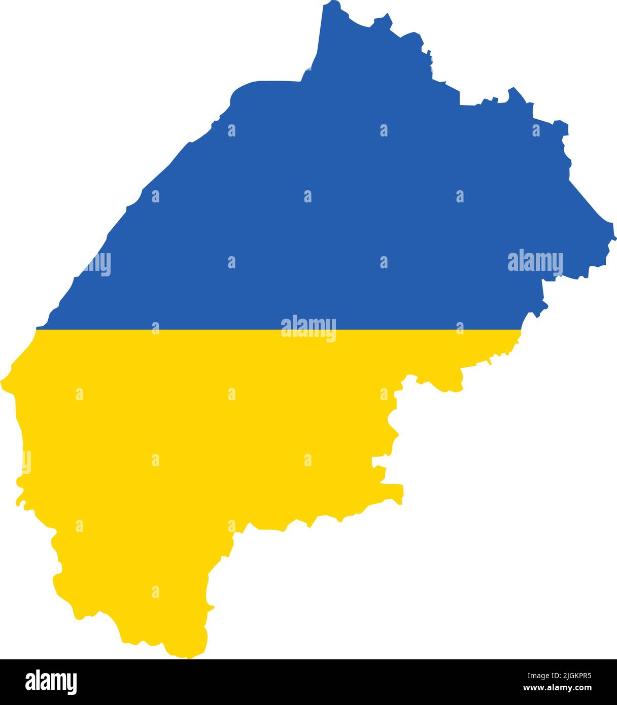Flag map of the LVIV OBLAST, UKRAINE Stock Vector