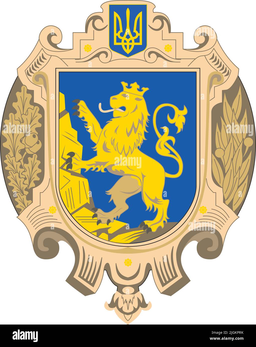 Coat of arms of the LVIV OBLAST, UKRAINE Stock Vector