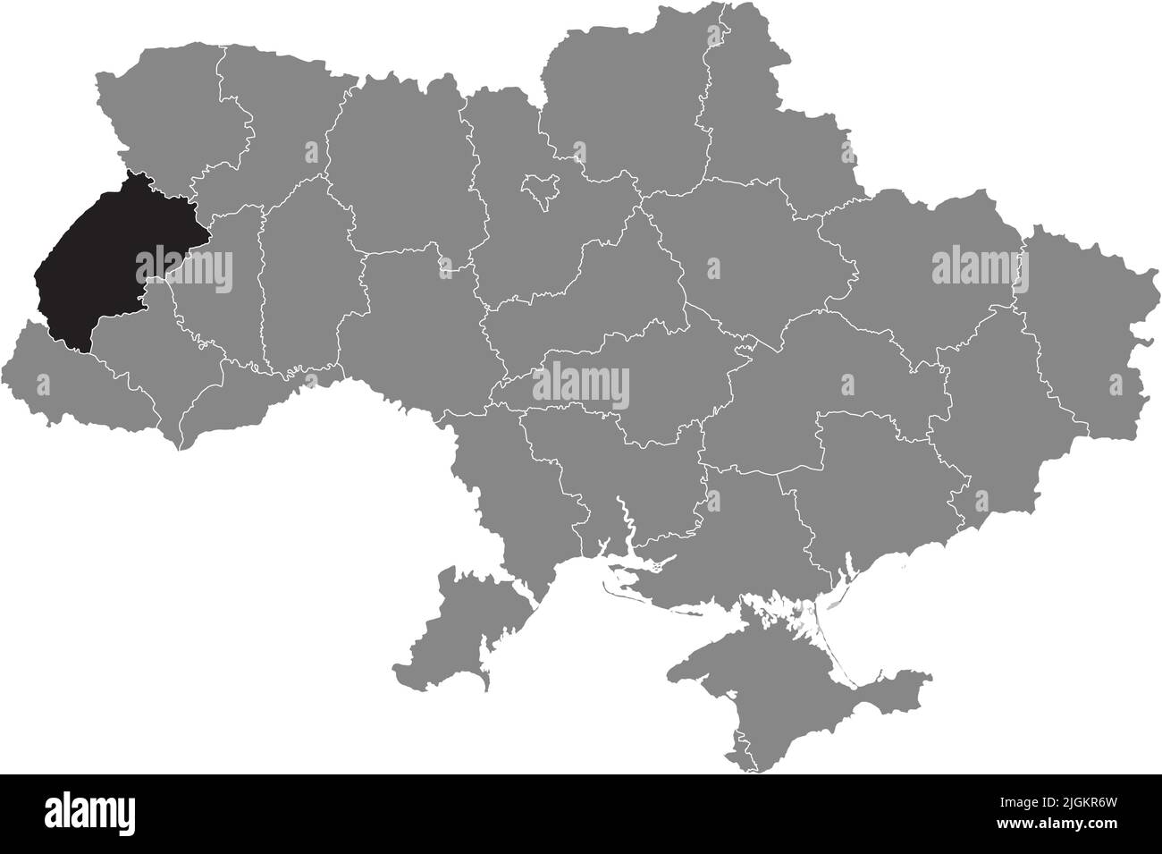 Locator map of LVIV OBLAST, UKRAINE Stock Vector